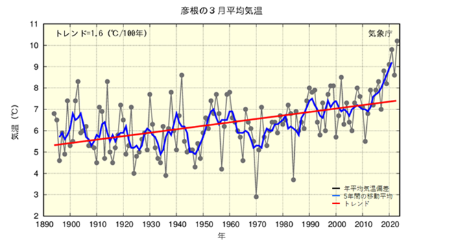 彦根の３月平均気温