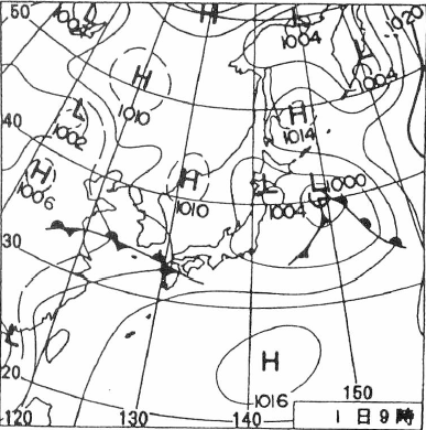 平成5年8月1日9時の天気図