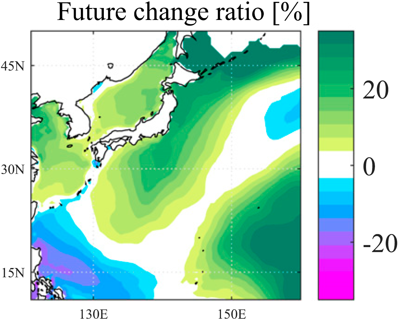 台風による極端波高（10年確率値）の将来変化の図で掲載