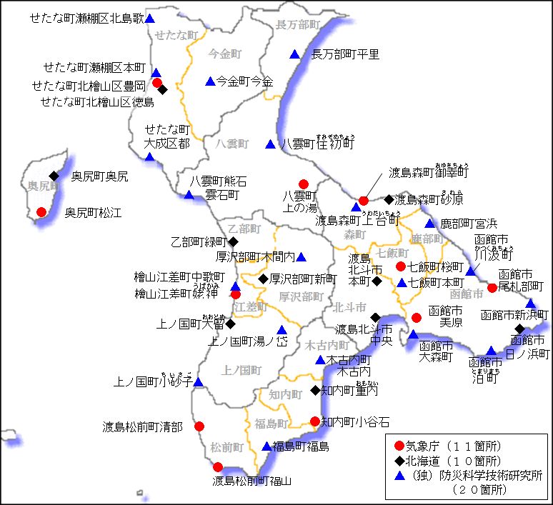 震度観測点配置図