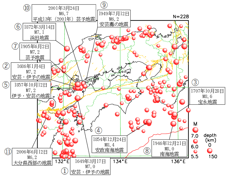 震央分布図