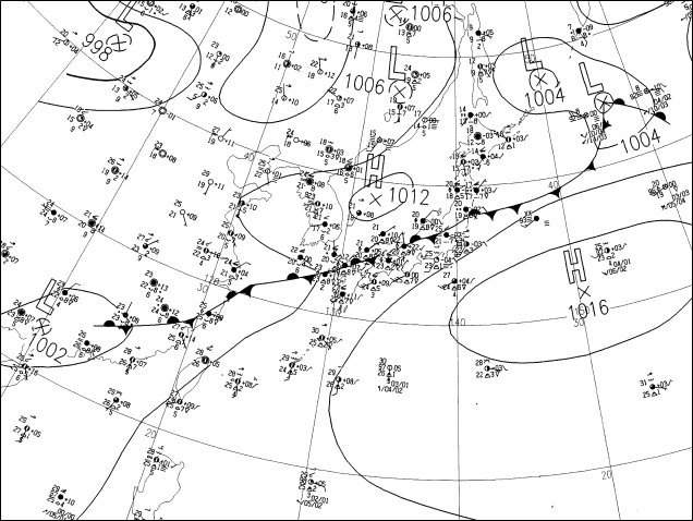 1997年7月9日9時の地上天気図