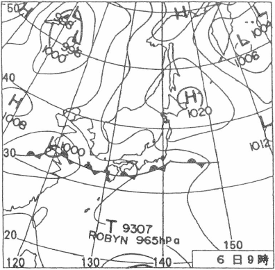平成5年8月6日9時の天気図