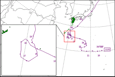 2011年台風第15号の経路図