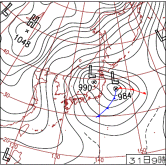 2010年12月31日09時の地上天気図