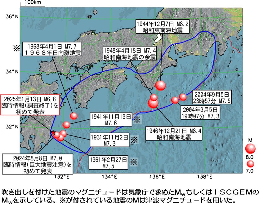 監視領域内の震央分布図