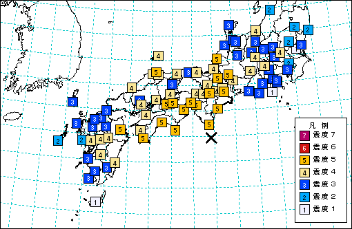 震度分布図（昭和南海地震）