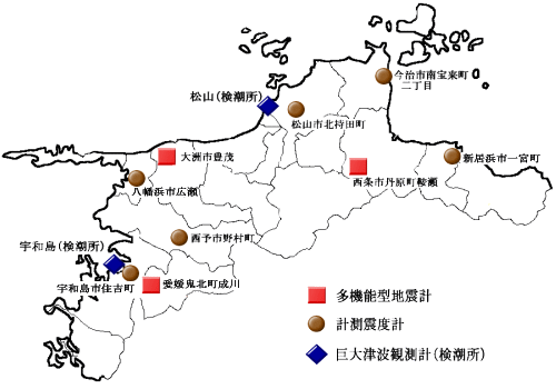 県内地震津波観測施設配置図