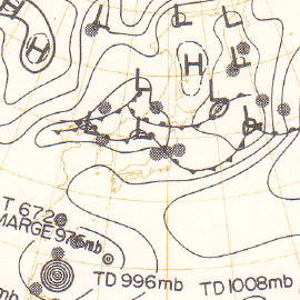 昭和42年(1967年)8月28日9時の天気図