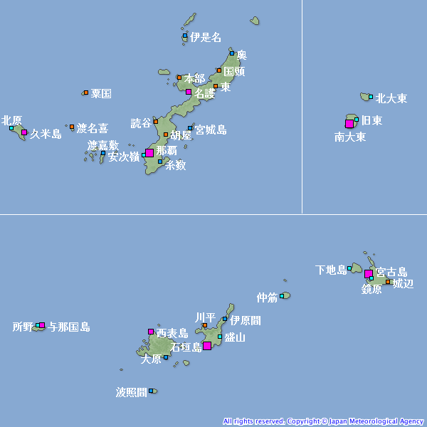 沖縄県内の観測地点図