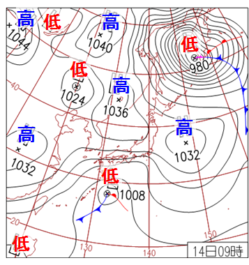 南岸低気圧の天気図