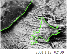 2001年1月12日の02:39の衛星画像