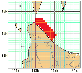 宗谷地方オホーツク海沿岸の速報値の海域図