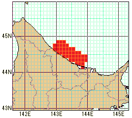 紋別地方沿岸の速報値の海域図