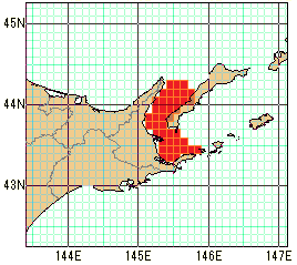 根室海峡の速報値の海域図