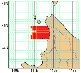 留萌地方沿岸北部の速報値の海域図