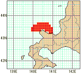 後志北部沿岸の速報値の海域図