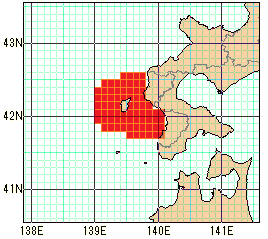 檜山地方沿岸の速報値の海域図