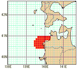 青森県日本海沿岸の速報値の海域図