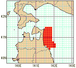 青森県太平洋沿岸の速報値の海域図
