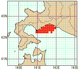胆振中・東部沿岸の速報値の海域図