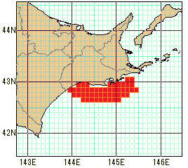 釧路地方沿岸の速報値の海域図