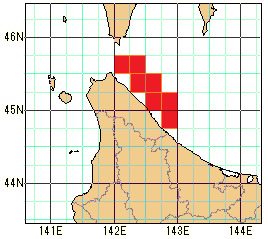 宗谷地方オホーツク海沿岸の再解析値の海域図