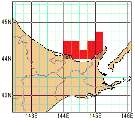 網走地方沿岸の再解析値の海域図