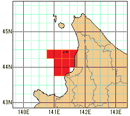 留萌地方沿岸南部の再解析値の海域図