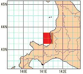 石狩地方沿岸の再解析値の海域図