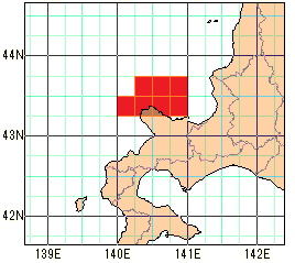 後志北部沿岸の再解析値の海域図