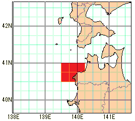 青森県日本海沿岸の再解析値の海域図