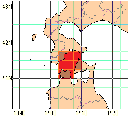 津軽海峡の再解析値の海域図