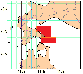 津軽海峡の東側の再解析値の海域図