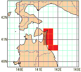 青森県太平洋沿岸の再解析値の海域図