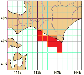 日高地方南西沿岸の再解析値の海域図