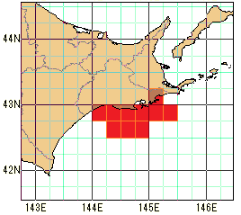 釧路地方沿岸の再解析値の海域図