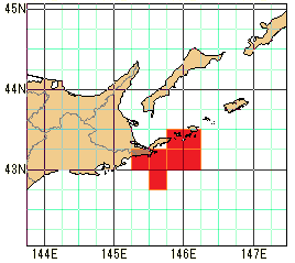 根室地方太平洋沿岸の再解析値の海域図