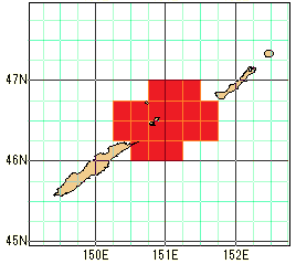 ウルップ水道の再解析値の海域図