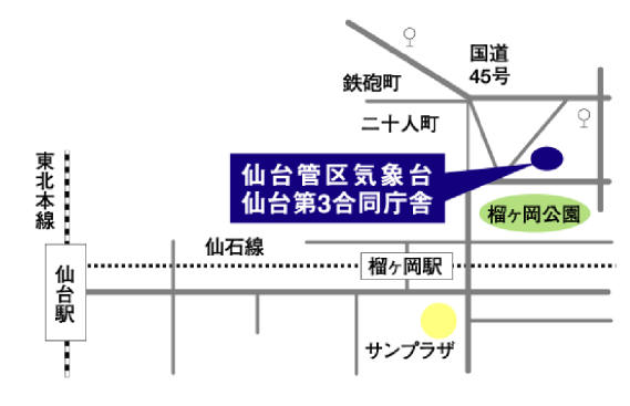 仙台管区気象台周辺の地図