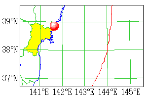 2003年5月26日の地震の震央