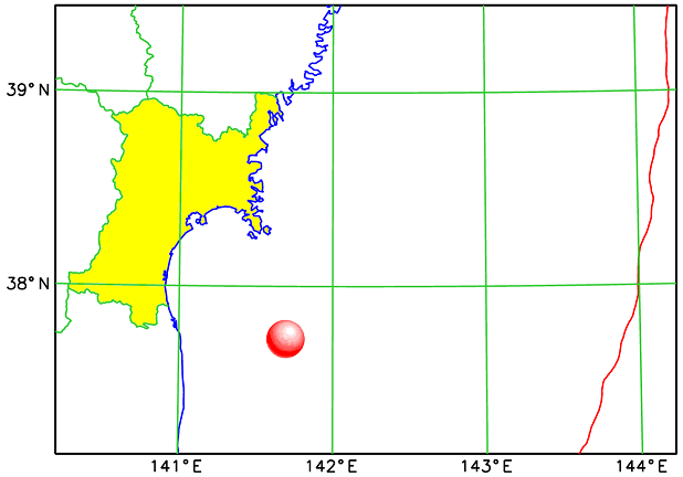 2021年2月13日の地震の震央