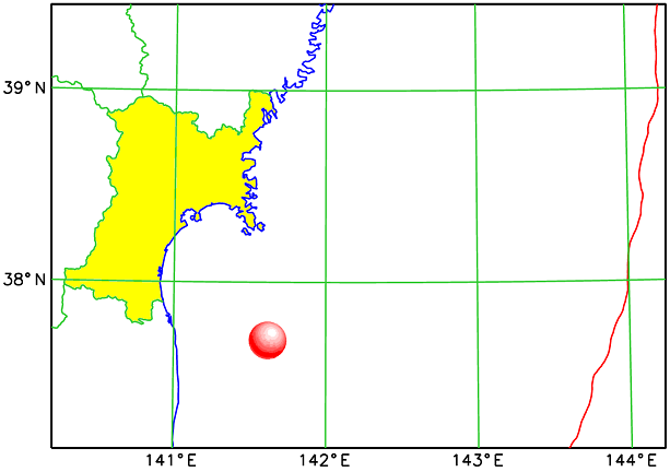 2022年3月16日の地震の震央