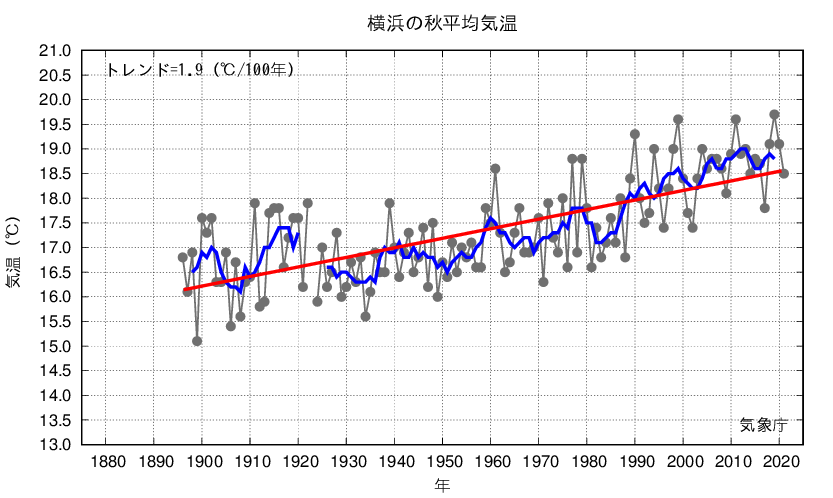 横浜_秋平均気温
